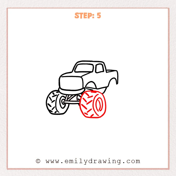 how to draw a monster truck - Step 5